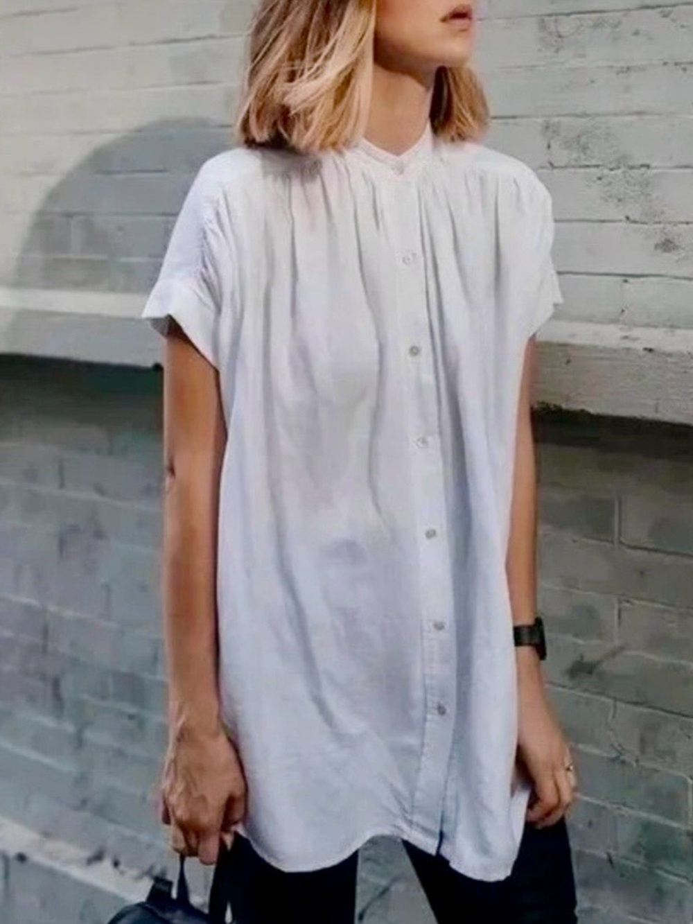 Wilfred White Short-Sleeve Button-Front Tunic